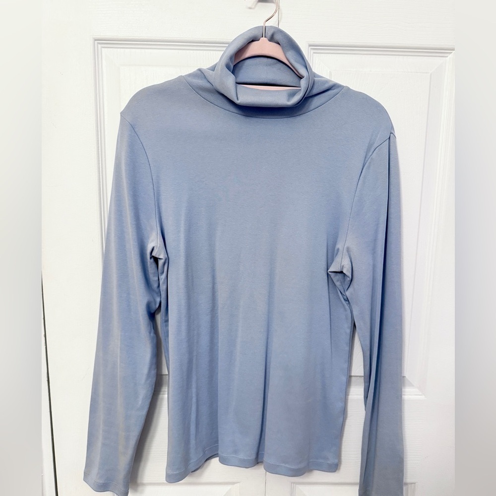 J.Crew Factory Fine-Rib Perfect-Fit Turtleneck Pale Blue L AC642